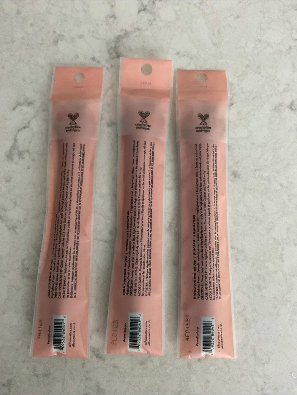 NIB Lot of 3 e.l.f. Highlighting Brushes #84041 Vegan Cruelty Free